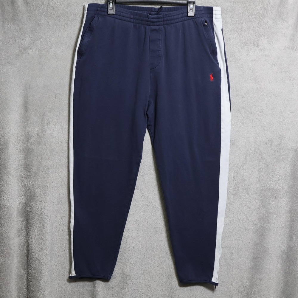 Polo Ralph Lauren Track Pants Mens XXL Navy Blue White Joggers Casual Athletic